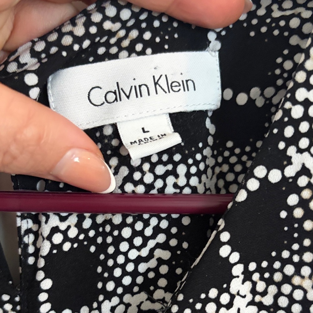 Calvin Klein Black and White Patterned Blouse - Picture 3 of 6